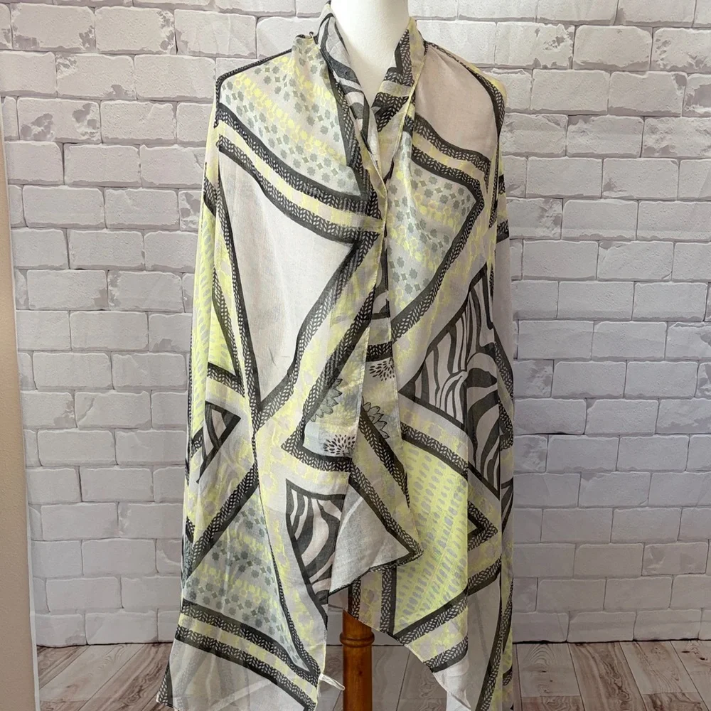 Pieces Green, Yellow, and Black Abstract Pattern Scarf